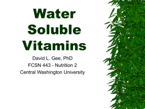 Water Soluble Vitamins David L. Gee, PhD