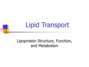 Lipid Transport Lipoprotein Structure, Function, and Metabolism