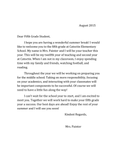 August 2015 Dear Fifth Grade Student,