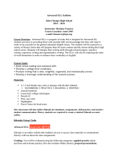 Advanced ELL Syllabus  John Champe High School 2015 – 2016