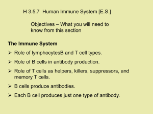 H 3.5.7  Human Immune System [E.S.] Objectives know from this section