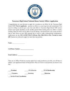 Tuscarora High School National Honor Society Officer Application