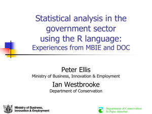 Statistical analysis in the government sector using the R language: