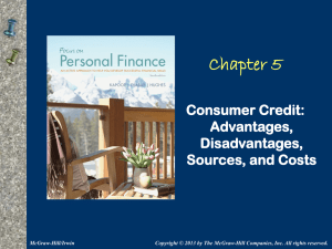 Chapter 5 Consumer Credit: Advantages, Disadvantages,
