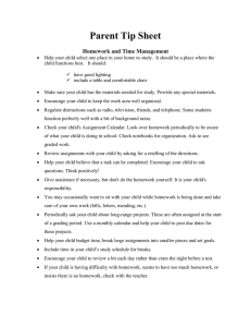 Parent Tip Sheet  Homework and Time Management