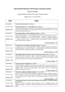 Date Topic International financial and foreign exchange markets Tentative Schedule