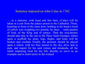 Sentence imposed on John Calas in 1762