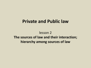 Private and Public law lesson 2 hierarchy among sources of law