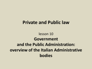 Private and Public law Government and the Public Administration: