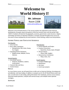 Welcome to World History I! Mr. Johnson Room 2208