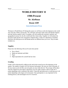 WORLD HISTORY II 1500-Present Mr. Kleffman Room 2209