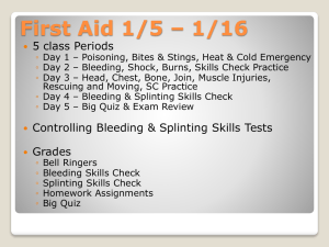 First Aid 1/5 – 1/16 5 class Periods
