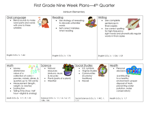 First Grade Nine Week Plans—4 Quarter  th
