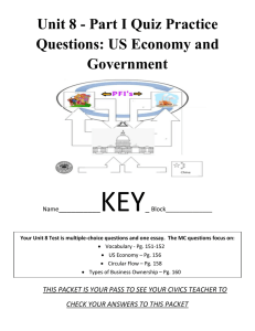 KEY Unit 8 - Part I Quiz Practice Questions: US Economy and Government