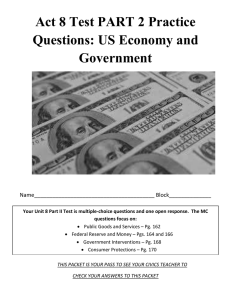 Act 8 Test PART 2 Practice Questions: US Economy and Government