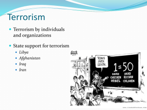 Terrorism Terrorism by individuals and organizations State support for terrorism