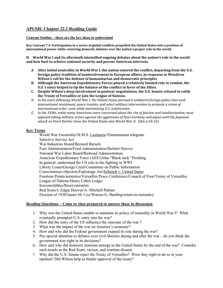 APUSH Chapter 22 2 Reading Guide