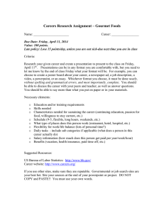 Careers Research Assignment – Gourmet Foods