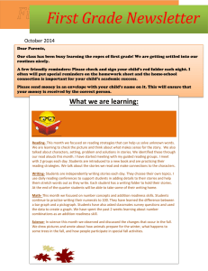 First Grade Newsletter October 2014