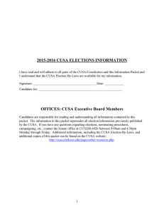 2015-2016 CUSA ELECTIONS INFORMATION