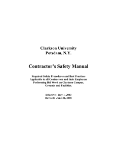 Contractor’s Safety Manual  Clarkson University Potsdam, N.Y.