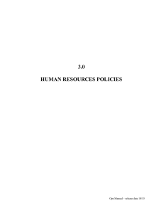 3.0 HUMAN RESOURCES POLICIES Ops Manual – release date 10/15