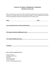 Form for Transfer of Radioactive Materials Clarkson University