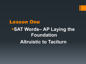 Lesson One  – AP Laying the SAT Words