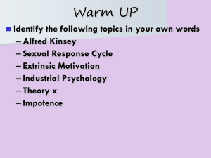 Warm UP Identify the following topics in your own words Alfred Kinsey
