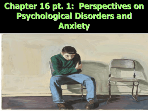 Chapter 16 pt. 1:  Perspectives on Psychological Disorders and Anxiety