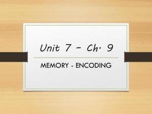 Unit 7 – Ch. 9 MEMORY - ENCODING