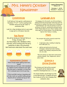 Mrs. Hetey’s October Newsletter Conferences Language Arts