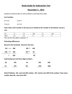 Study Guide for Subtraction Test November 5 , 2015