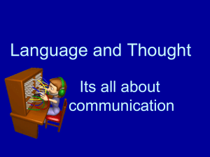 Language and Thought Its all about communication