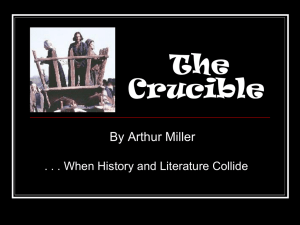 The Crucible By Arthur Miller . . . When History and Literature Collide