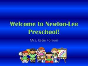 Welcome to Newton-Lee Preschool! Mrs. Katie Folsom