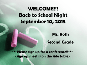 WELCOME!!! Back to School Night September 10, 2015 Ms. Roth
