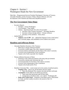 Chapter 6 - Section 1 Washington Heads the New Government