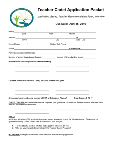 Teacher Cadet Application Packet  Due Date:  April 15, 2016