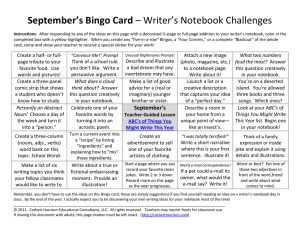 September’s Bingo Card