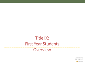 Title IX: First Year Students Overview