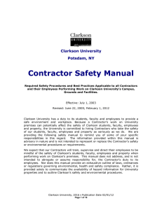 Contractor Safety Manual Clarkson University Potsdam, NY