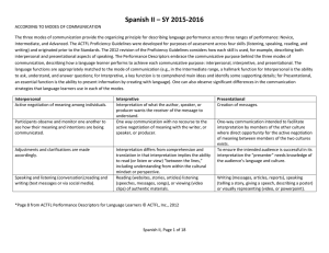 Spanish II – SY 2015-2016