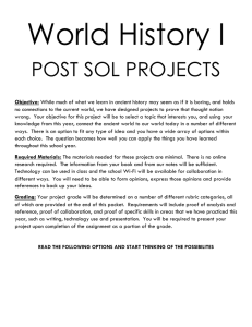 World History I POST SOL PROJECTS