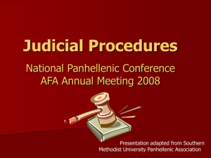 Judicial Procedures National Panhellenic Conference AFA Annual Meeting 2008 Presentation adapted from Southern