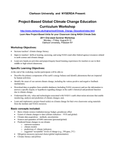 Project-Based Global Climate Change Education Curriculum Workshop