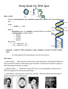Study Guide for DNA Quiz