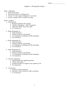 English 11 Writing SOL Outline Step 1: Planning