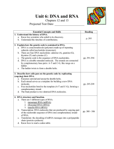 Unit 6: DNA and RNA Chapters 12 and 13