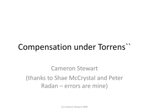 Compensation under Torrens`` Cameron Stewart (thanks to Shae McCrystal and Peter